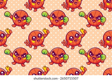 alegre bola de basquete personagem sem emenda padrão ilustração fundo