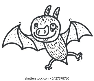 Cheerful bat. Graphic symbol. Comic character
