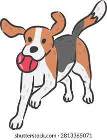 Cheerful Beagle dog running and panting happily cartoon vector.