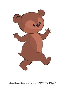 Cheerful  bear in cartoon style. Childhood vector illustration isolated on a white background.