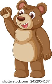 Cheerful bear character waving hello in vector art