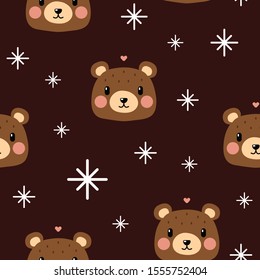 Cheerful Bear Pattern On Brown Background Stock Vector Royalty Free