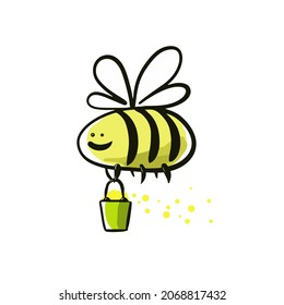 The Cheerful Bee drawing is made on a white background