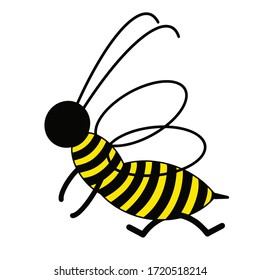 The cheerful bee runs forward.