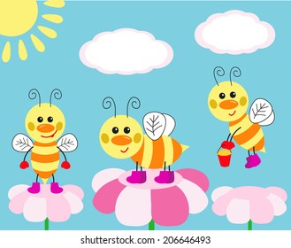 cheerful bee. vector illustration 