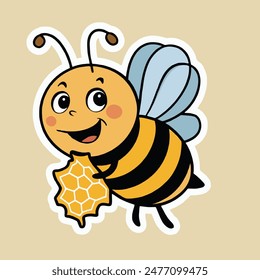 Cheerful Bee vector sticker arts
