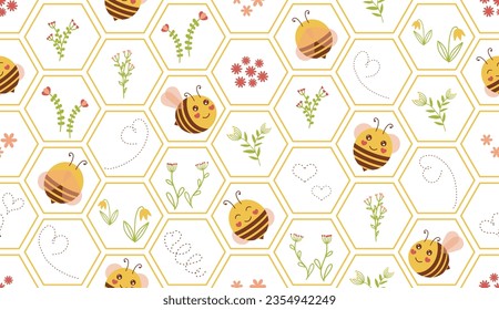 Cheerful bees. Stickers, pattens, backgrounds