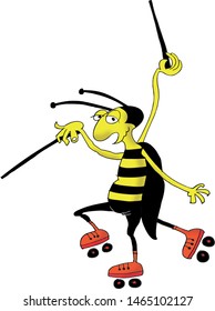 A cheerful beetle conductor conducts his band