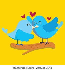 Cheerful bird vector with its partner is good to use for Valentine's Day stickers