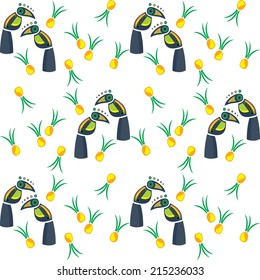 cheerful birds Toucan, printing on fabric