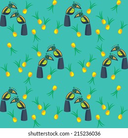 cheerful birds Toucan, printing on fabric