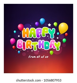Cheerful Birthday Card. Isolated Vector Illustration