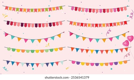 Cheerful birthday decorations design collection set