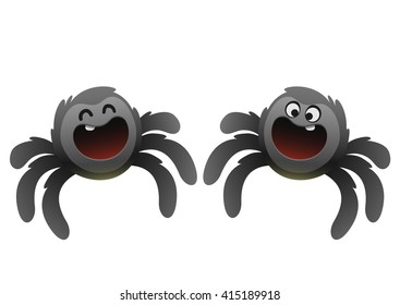 cheerful black spider smiling broadly two types