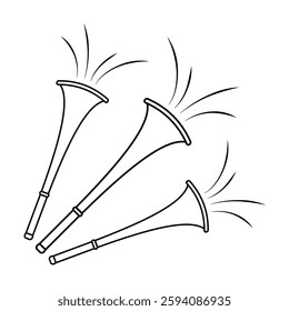 Cheerful Black Trumpets Burst Festive Sound in Simple Outline