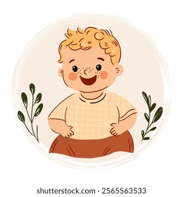  Cheerful Blond Toddler Illustration. Perfect for family and childhood themes