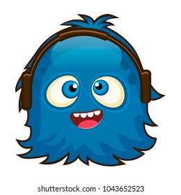 
Cheerful blue monster in headphones