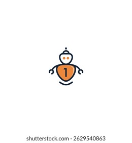 Cheerful bot wearing orange number 1