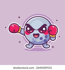 cheerful bowling ball character mascot playing boxing sport isolated cartoon