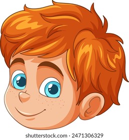 Cheerful boy with bright red hair and blue eyes