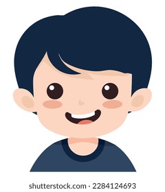 Cheerful boy with cute avatar over white