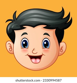 cheerful boy head vector illustration