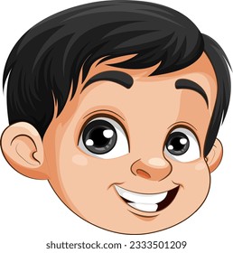Cheerful Boy Head Vector illustration