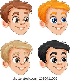 Cheerful Boy Head Vector illustration