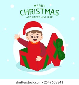 Cheerful boy Illustration with theme christmas