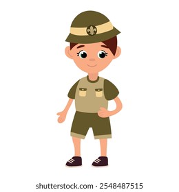 Cheerful Boy Scout Character Illustration	