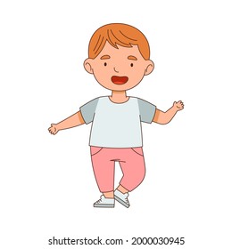 Cheerful Boy Standing with Open Arms for Hug Vector Illustration