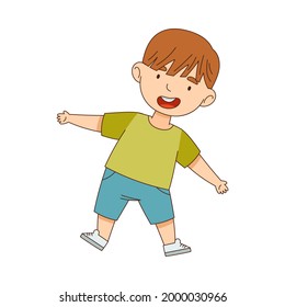 Cheerful Boy Standing with Open Arms for Hug Vector Illustration