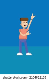 a cheerful boy stands and enjoys life