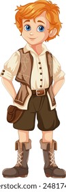 A cheerful boy in traditional attire