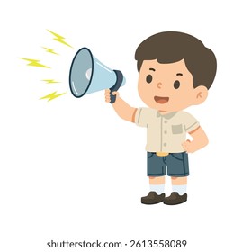 Cheerful Boy Using Megaphone student
