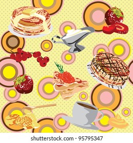 Cheerful, bright background with pancakes