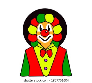Cheerful bright clown on a white background. Cartoon. Vector illustration.