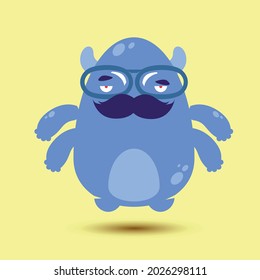 A cheerful, bright, kind monster on a light yellow background