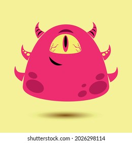 A cheerful, bright, kind monster on a light yellow background