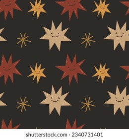 cheerful bright stars on a black background. vector christmas background. designer print for print and textile.
