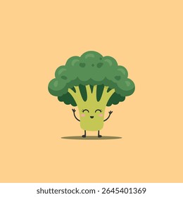 Cheerful Broccoli Character, Healthy Food Concept, Cartoon Style, Whimsical Background