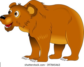 cheerful brown bear on a white background, vector illustration