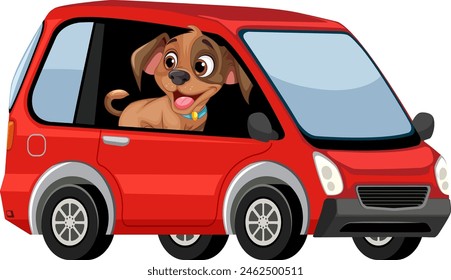 Cheerful brown dog enjoying a car ride