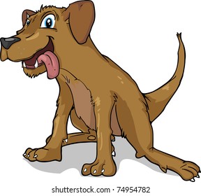cheerful brown dog Vector Illustration Isolated on White Background