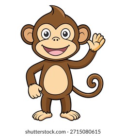 Macaco marrom alegre agitando animal primata mão