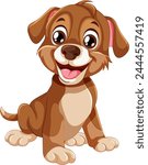 A cheerful brown puppy with a wagging tail.