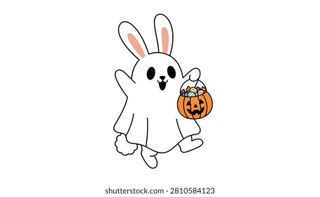 Cheerful bunny character dressed