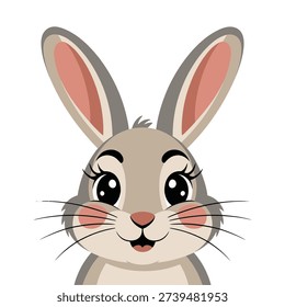 Cheerful bunny portrait vector for spring classroom celebration, cupcake toppers, invitation header, art lesson session, Easter craft workshop poster promo