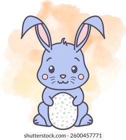Cheerful Bunny vector with festive phrases like "Happy Easter."