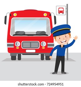 Cheerful bus driver